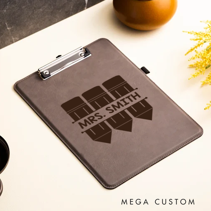 Personalized Leather Clipboard for Teachers Pencil Design Clipboard Stylish and Practical Gift for Teachers