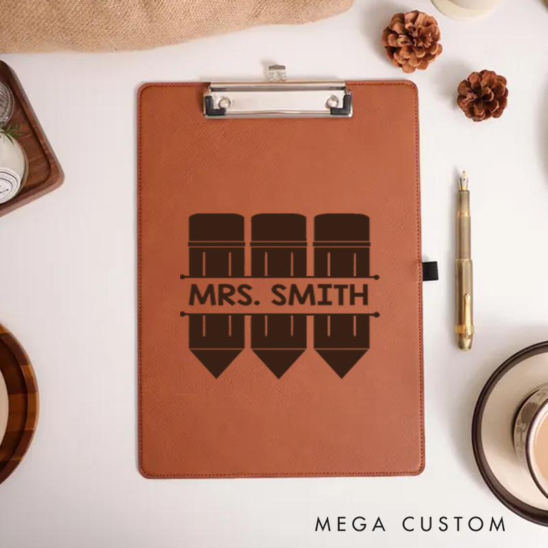 Personalized Leather Clipboard for Teachers Pencil Design Clipboard Stylish and Practical Gift for Teachers