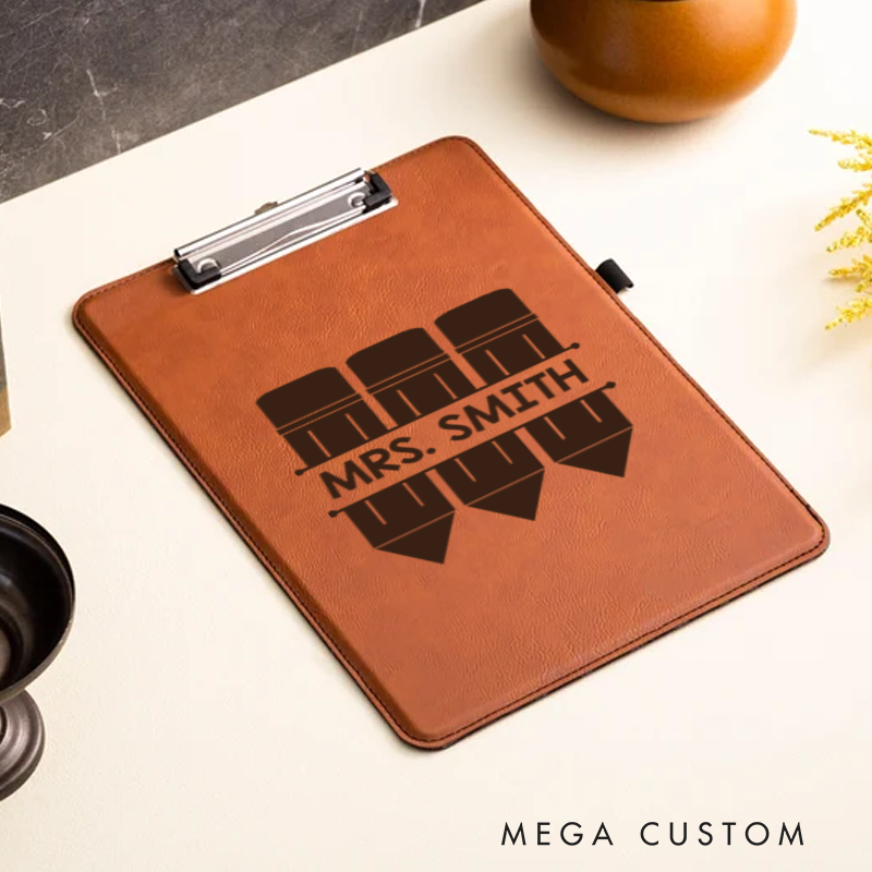 Personalized Leather Clipboard for Teachers Pencil Design Clipboard Stylish and Practical Gift for Teachers