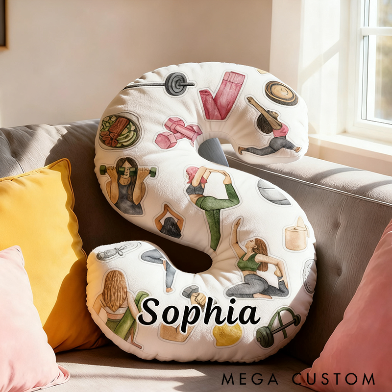 Personalized Fitness Yoga Pillow Funny Yoga Pillow Custom Name with Healthy Lifestyle Design Graphic 3D Print Ideal for Meditation Relaxation and Home Decor 