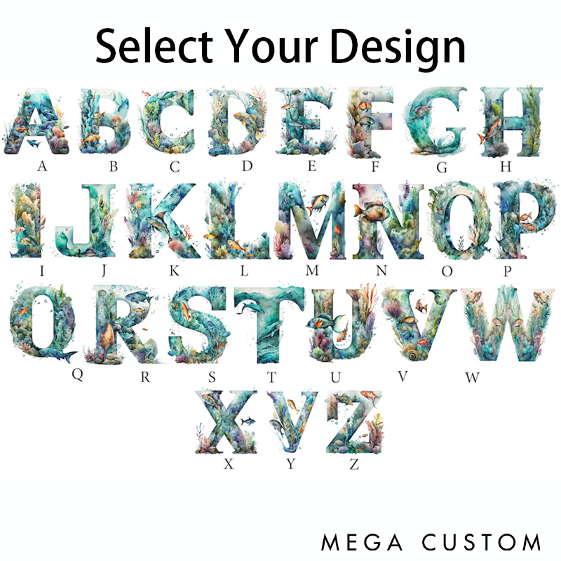 Personalized Fishing Mug Coffee Mug Ocean Fish Letter Design Custom Name Unique Gift for Anglers and Sea Life Lovers