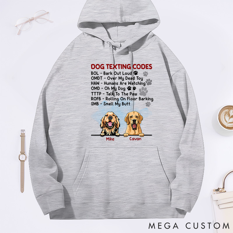 Personalized Dog Lover Dog Texting Codes Classic Hoodies
