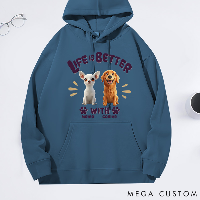 Personalized Dog Lover Life is Better Classic Hoodies