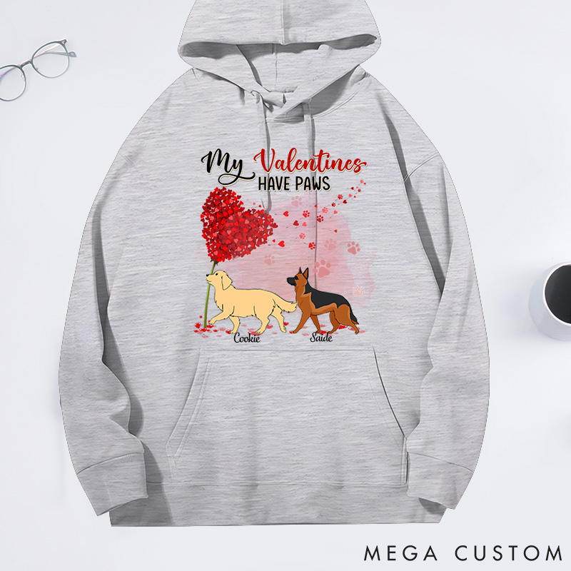 Personalized Dog Lover My Valentine has Paws Classic Hoodies