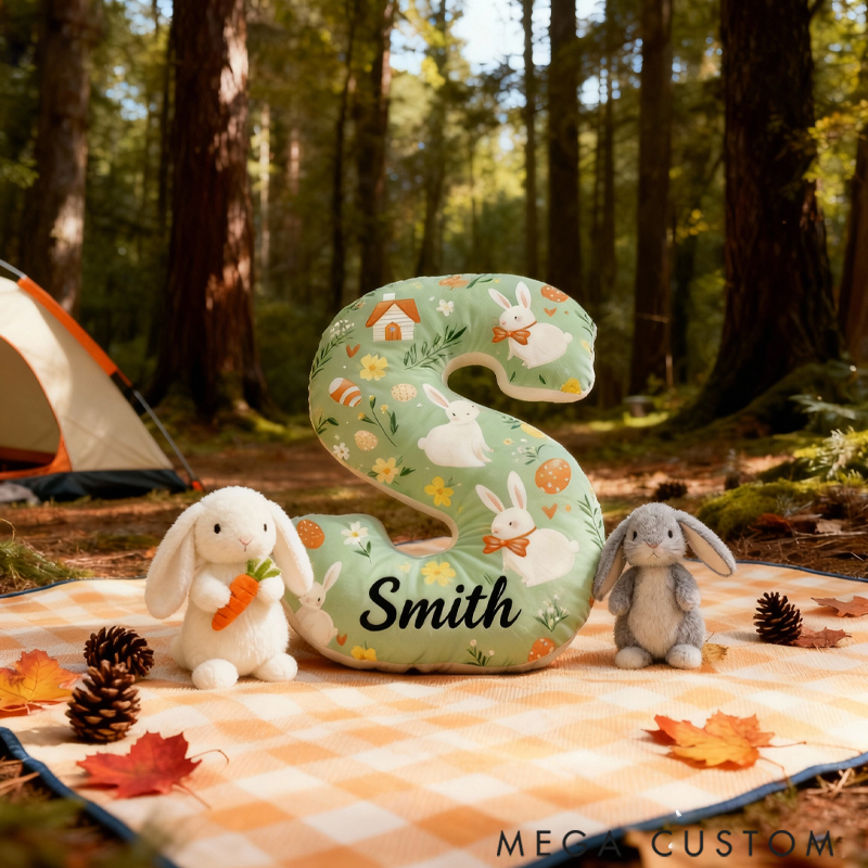 Personalized Graphic 3D Pretty Rabbit Family Pillow for Family Members