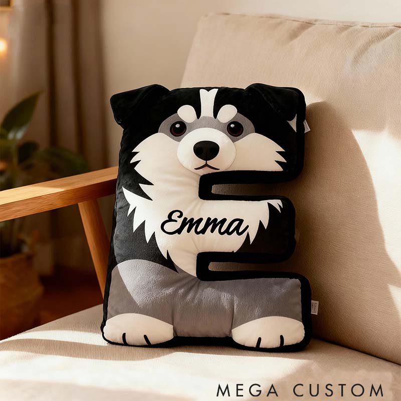 Personalized Dog Lover Husky Letter Pillow with Custom Name  Graphic 3D Print Pillow