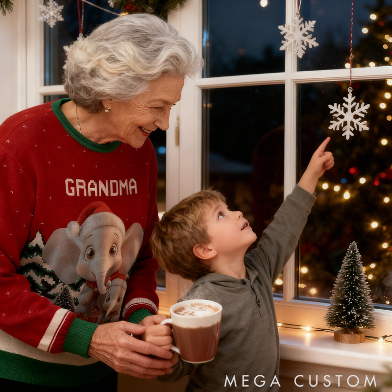 Personalized Custom Cute Elephant Family Ugly Sweater Gift for Family Members