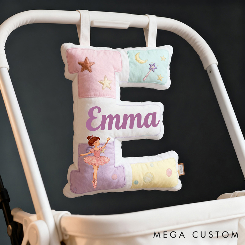 Personalized Graphic 3D Print Ballet Girl Letter Pillow with Your Name Soft Stuffed Toy for Kids Unique Decorative Cushion for Girls' Room