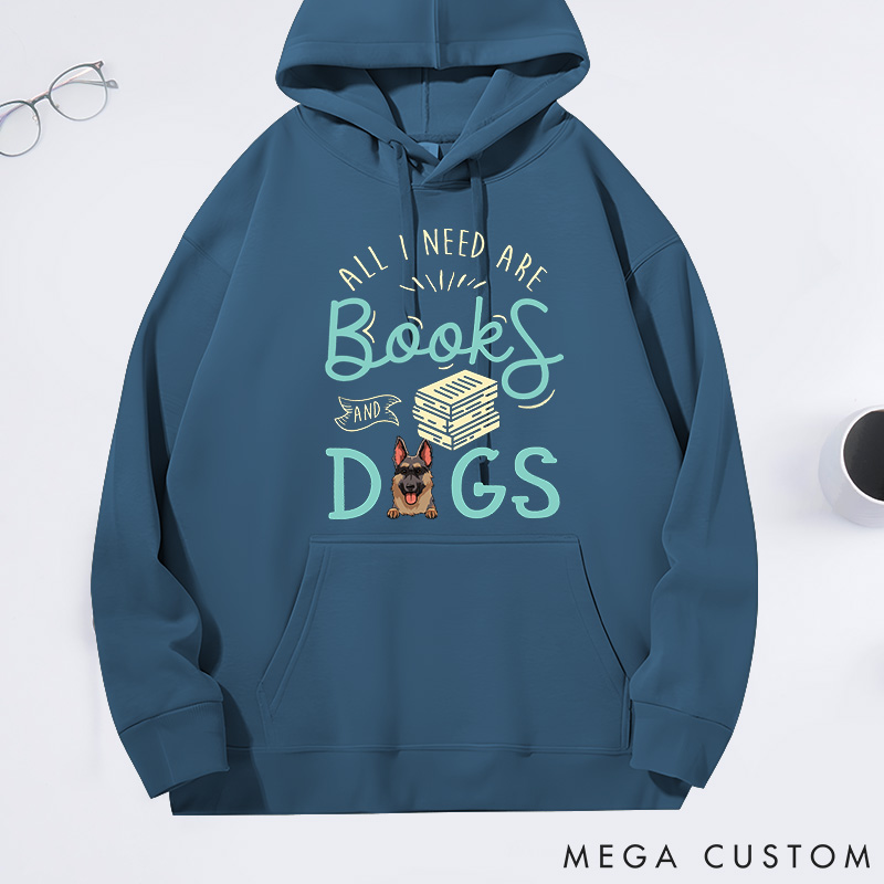 Personalized Dog Lover all I Need are Books and Dogs Classic Hoodies