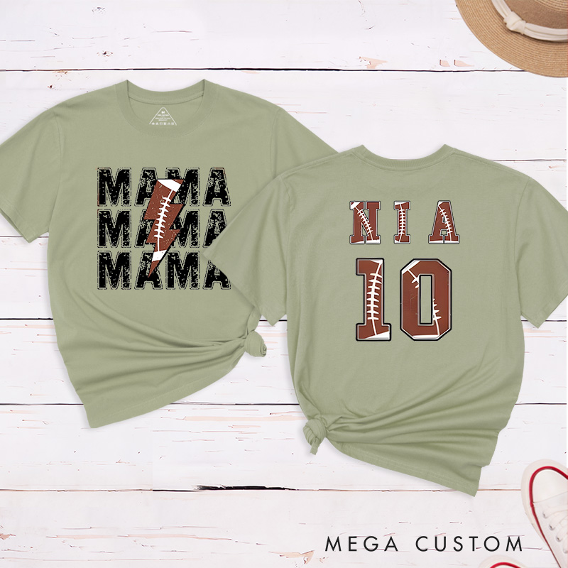Personalized American Football and Rugby Mama T-Shirts with Custom Name and Number-The Perfect Gift for Mom or Grandma