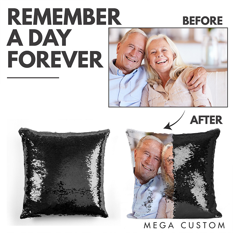 Personalized Sequin Photo Pillow Merry Christmas Blingbling Gift Anniversary Gift For Girlfriend Birthday Gift For Her Couple Gift 