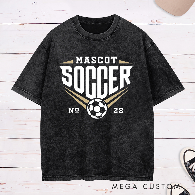 Personalized Soccer Washed T-Shirt with Team Name and Number