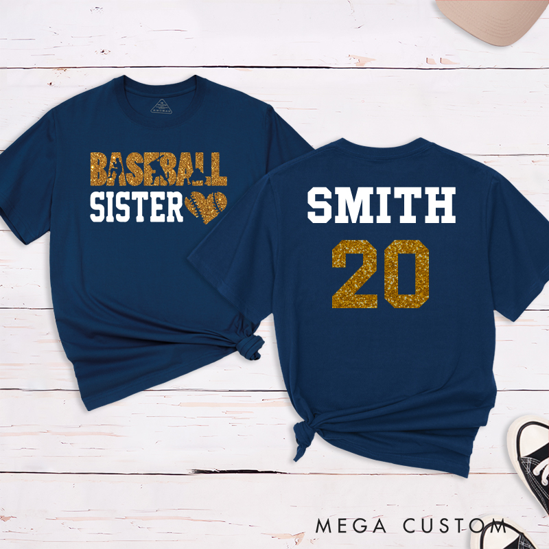 Personalized Baseball T-Shirt with Heart Graphic and Custom Name and Number
