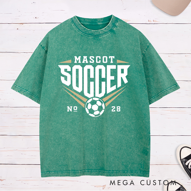 Personalized Soccer Washed T-Shirt with Team Name and Number