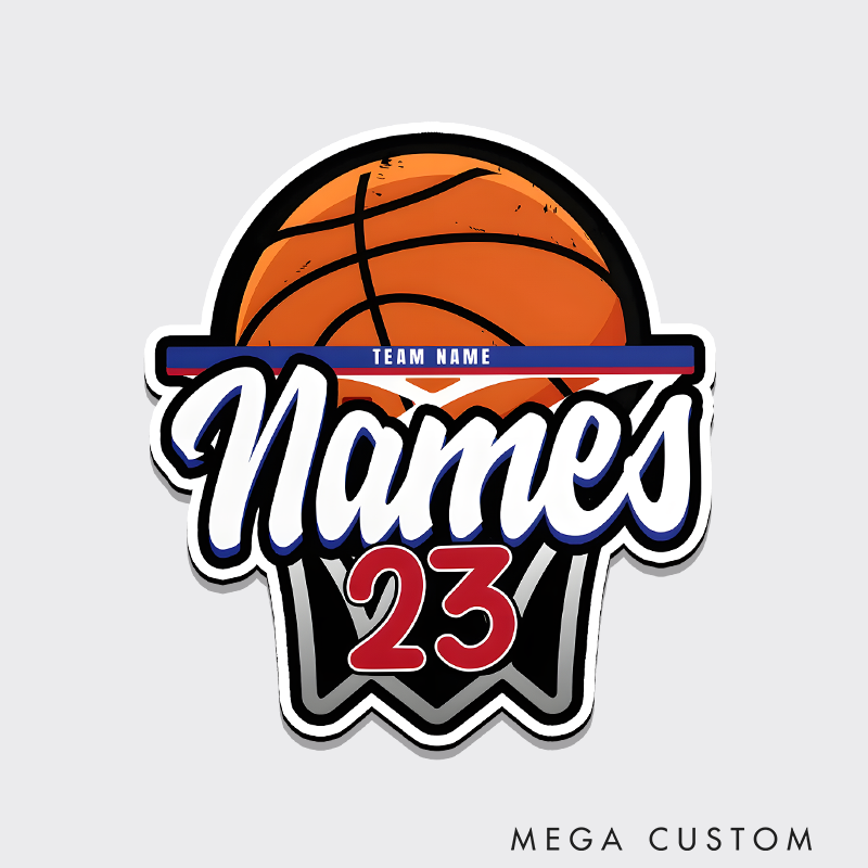 Personalized Basketball Refrigerator Magnet with Custom Name, Team Name, and Number Hoop-Themed Design