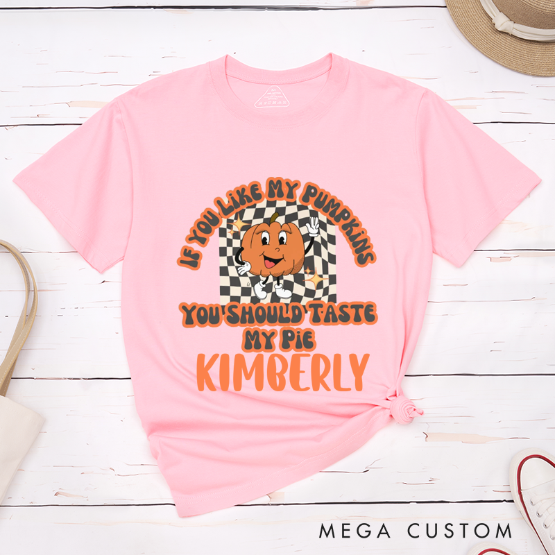 Personalized Pumpkin Emoticon Couple Matching Halloween Shirt Checkerboard Design Couple T-Shirt