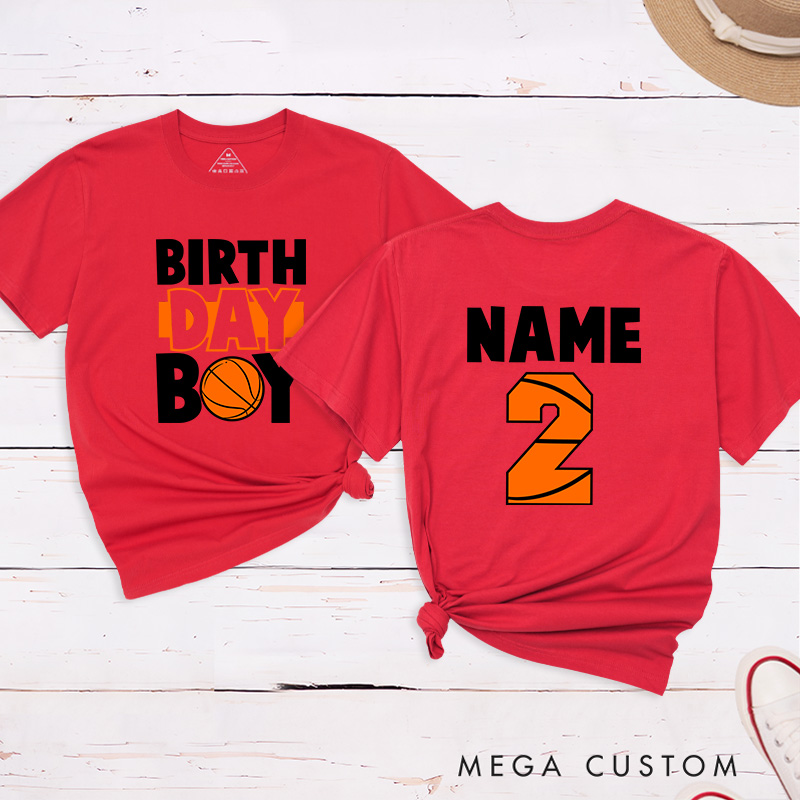 Personalized Birthday Boy Basketball T-Shirt with Custom Name and Age Design
