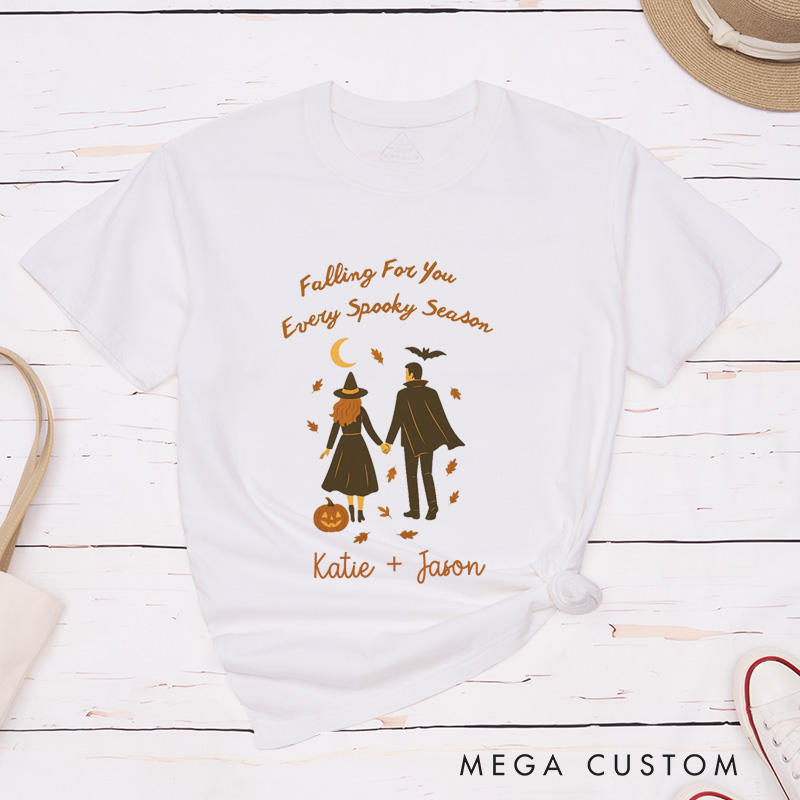 Personalized Falling For You Every Spooky Season Couple Halloween Matching T-Shirt