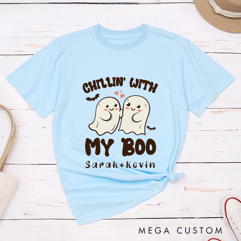 Personalized Chillin with My Boo Couple Matching T-Shirt Halloween Shirt For Him and Her