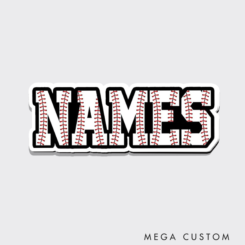 Personalized Athletic Fridge Magnet with Baseball-Themed Text Design and Custom Name  