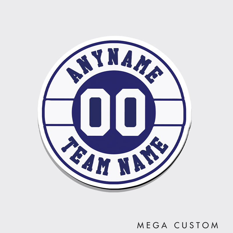 Personalized Athletic Fridge Magnet with Circular Team Design and Custom Details  