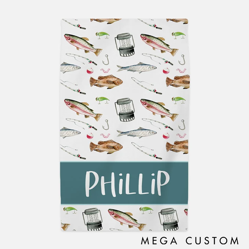 Personalized Fishing Beach Towel Beach Towel Funny Beach Towel Child Beach Towel Funny Fishing Towel Fishing Theme Towel