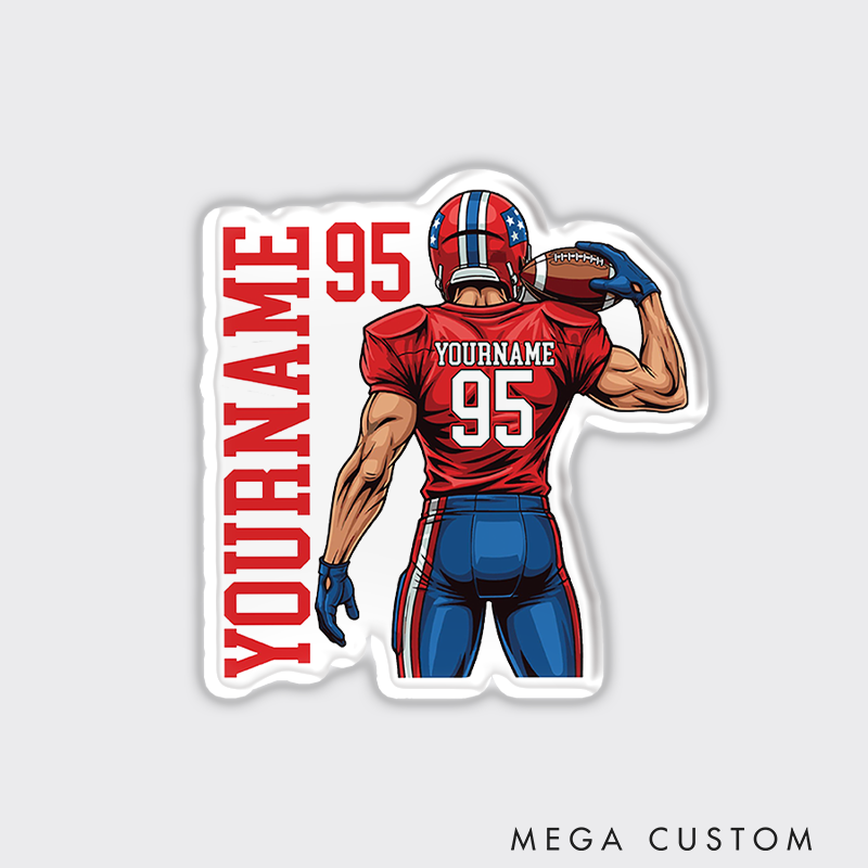 Personalized American Football Fridge Magnets with Custom Your Name and Number on the Back