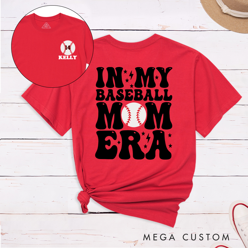 Personalized "In My Baseball Mom Era" T-Shirt Custom Name & Number