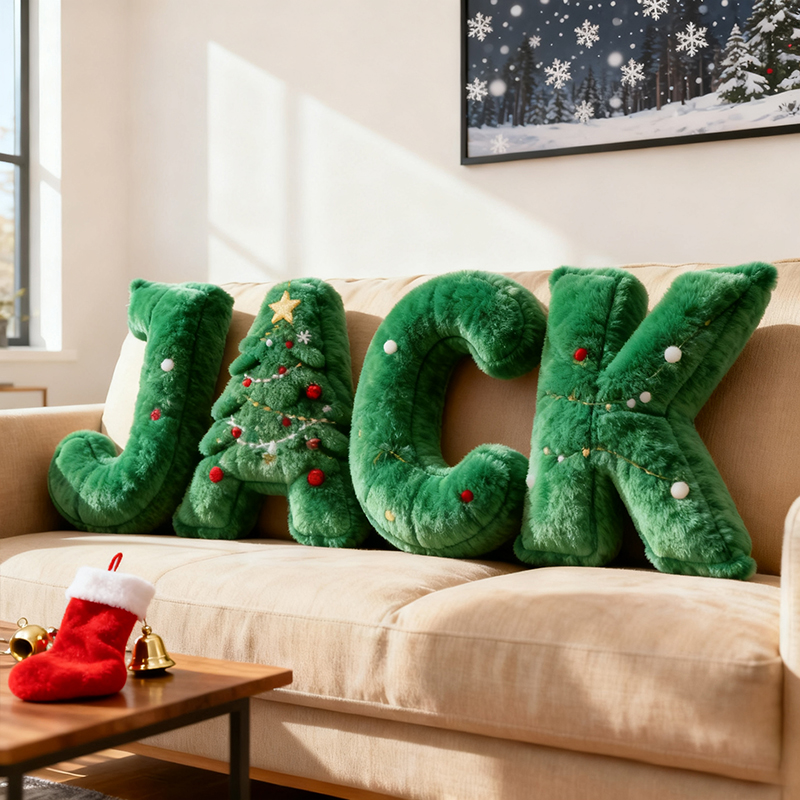 Personalized Christmas Tree Pillow Gingerbread Family Pillow Christmas Reindeer Pillow Holiday Decor Gift Christmas Gift