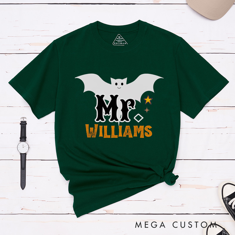 Personalized Bat Couple Halloween Matching T-Shirt Mr and Mrs Bat Halloween Shirt