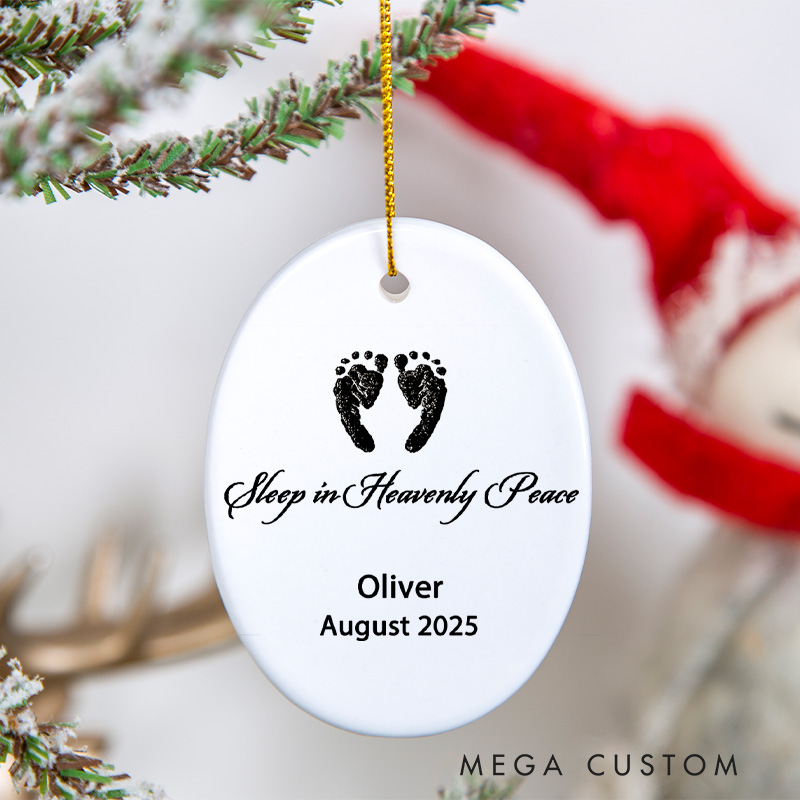 Personalized Baby Memorial Ornament Sleep in Heavenly Peace Miscarriage for Mothers Dad Sympathy Gift Pregnancy Loss Memorial Ornament 