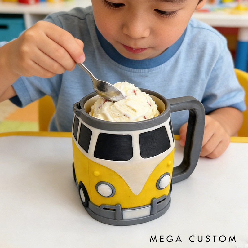 Personalized 3D Printed Campervan Ice Cream Pint Holder Outdoor Camping Lover Ice Cream Pint Holder Gift for Camping Lover