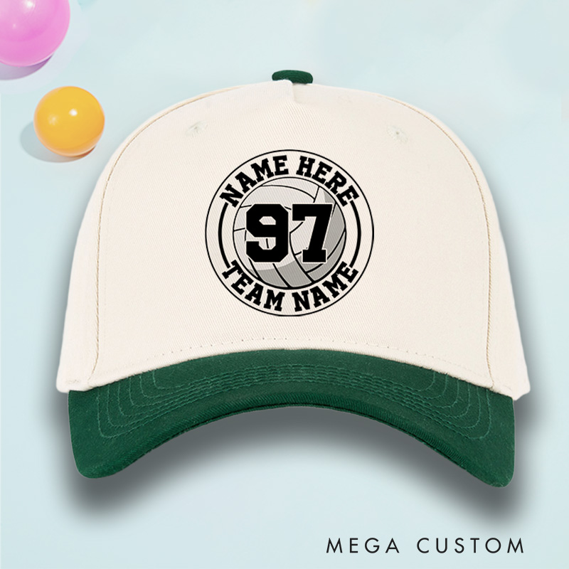 PersonalizedVolleyball 3D Cotton Two Tone Cap with Custom Team Name, Player Name and Number for Game Day
