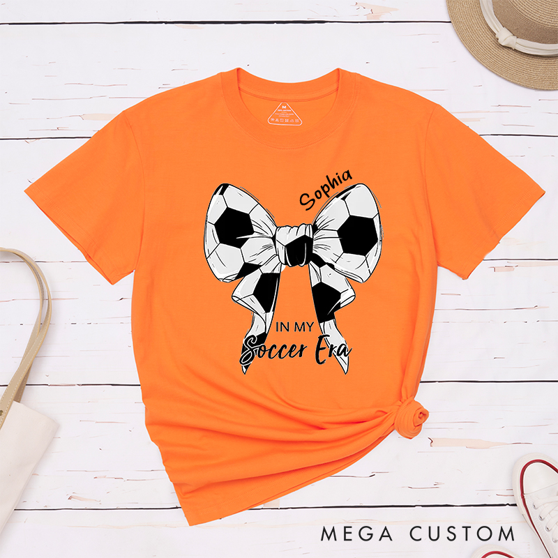 Personalized Soccer Bow Graphic T-Shirt with Custom Text Option  