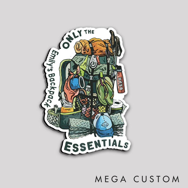 Personalized Only The Essentials Refrigerator Magnets Hiking Backpacking Camping Magnets for Travelers Outdoors Lover Gift