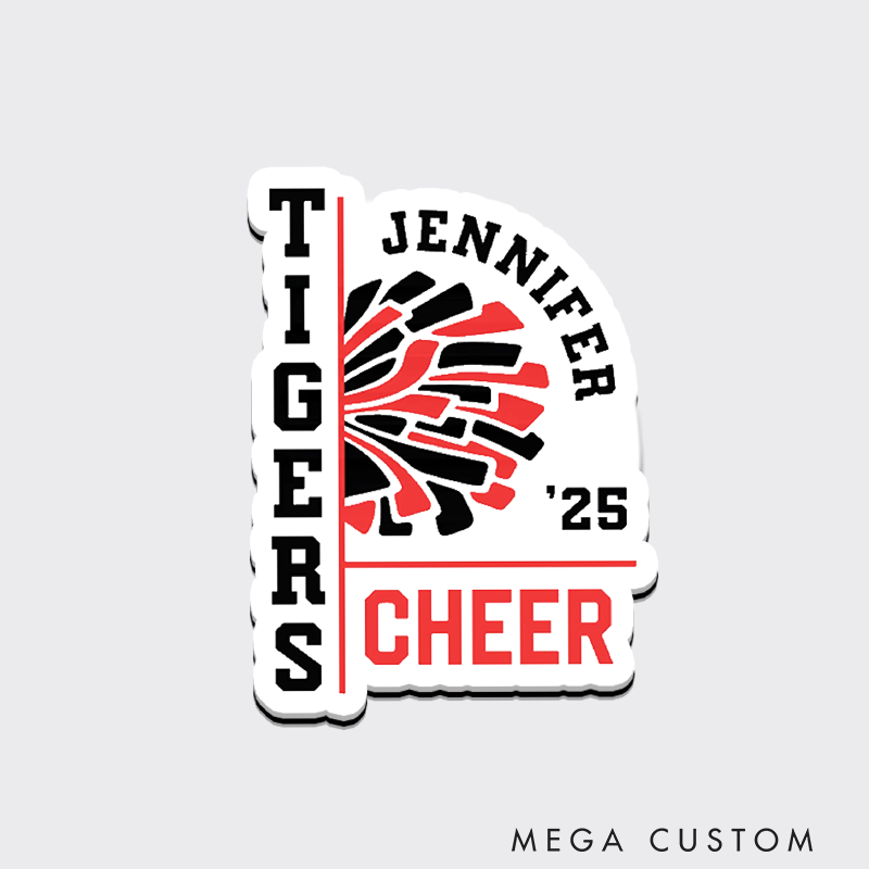 Personalized Sport Cheerleader Fridge Magnets Customize with Your Team Name and Number