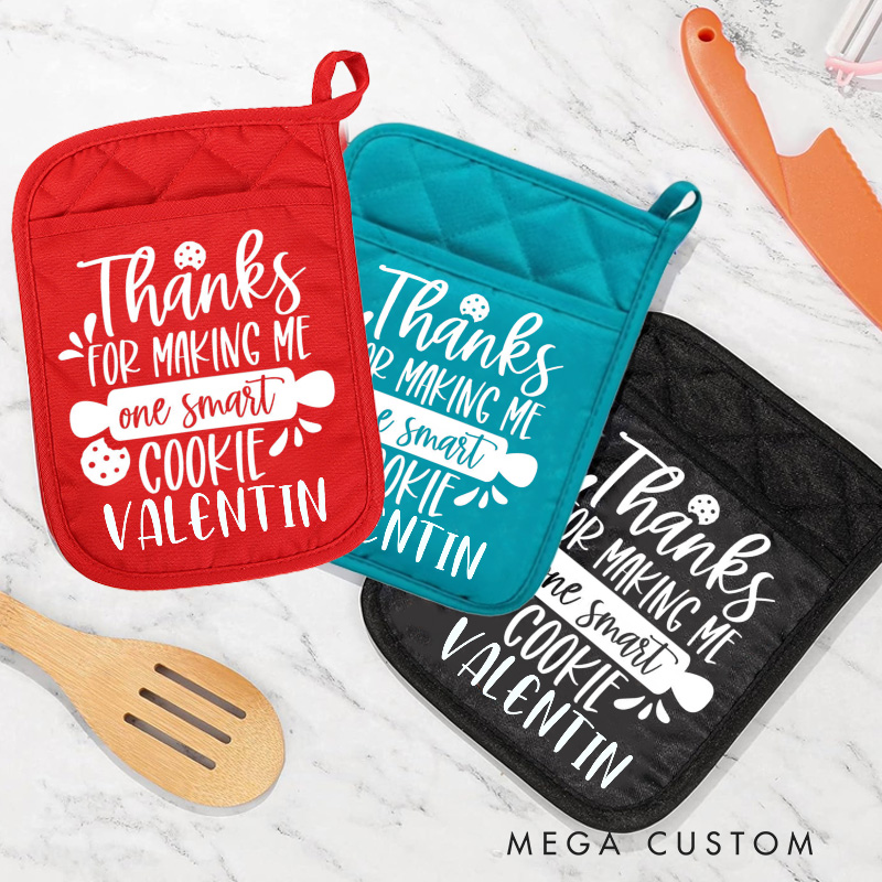 Personalized Thanks for Making Me One Smart Cookie Pot Holders Custom Rolling Pin Potholder with Name Baking Lover Gift for Baker Gift Christmas Gift