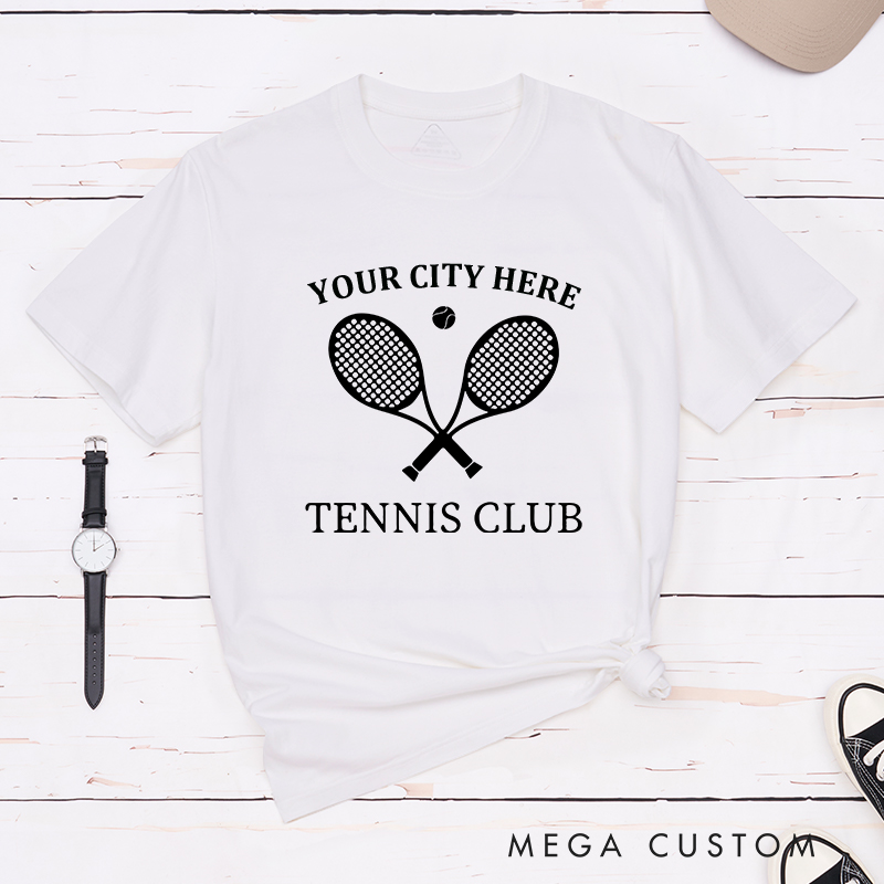Personalized Tennis T-Shirt  Featuring Timeless Club Logo and Custom Name and Year