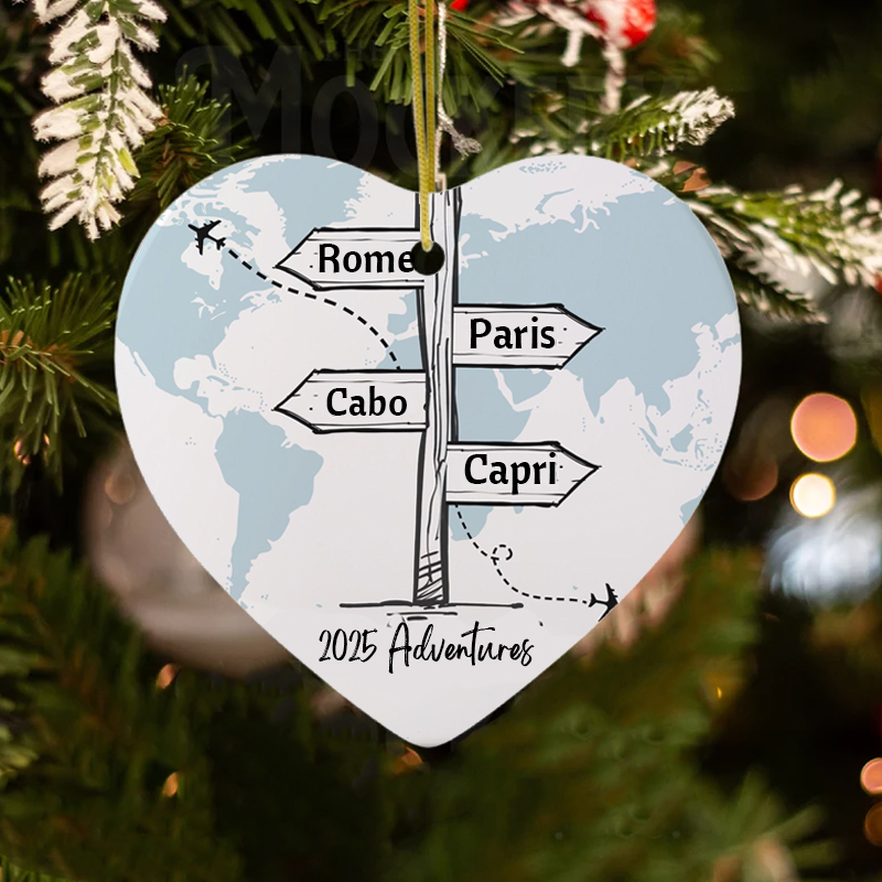 Personalized Adventures Christmas Ornament Gift for Traveling Lovers Christmas Decoration Gift for Travel Lovers
