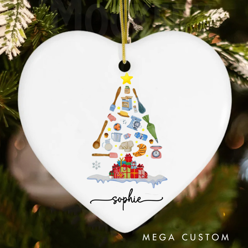 Personalized Baker Christmas Ornament Chef Ornament with Name Xmas Tree Decor for Baker 2025 Christmas Gift Baking Lover Gift