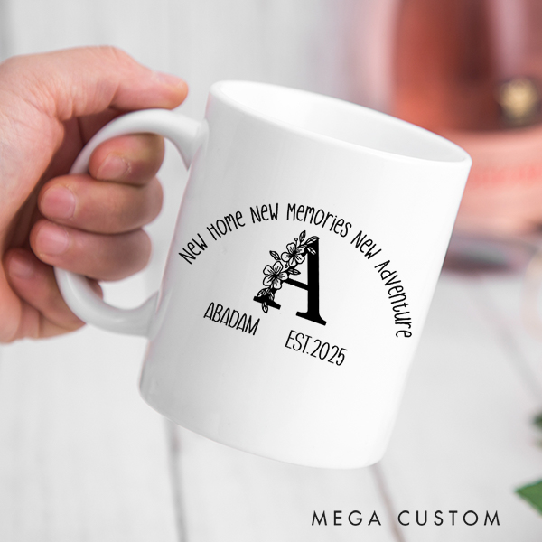 Personalized Initial Mug Custom Coffee Mug 15oz Coffee Cup Wedding Gift Housewarming Gift New Home Gift for Couple Christmas Gift Moving Away Gift