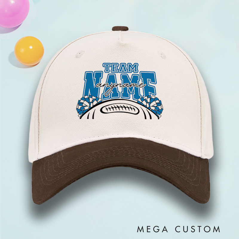 Personalized American Football Cheer Cotton Two Tone Cap with Custom Player Team Name and Player Name