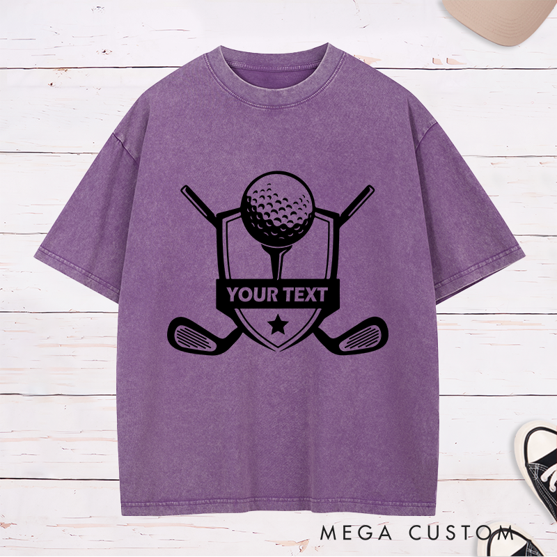 Personalized Golf Washed T-Shirt with Custom Message Unique Gift for Golfers Custom Golf Apparel for Men and Women