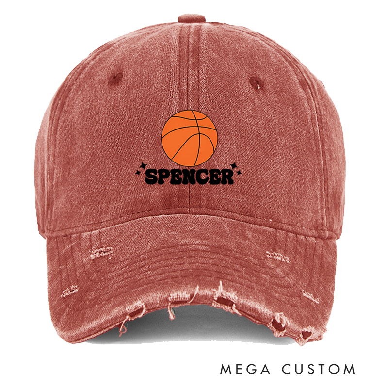 Personalized Basketball Distressed Cap with Custom Name Design