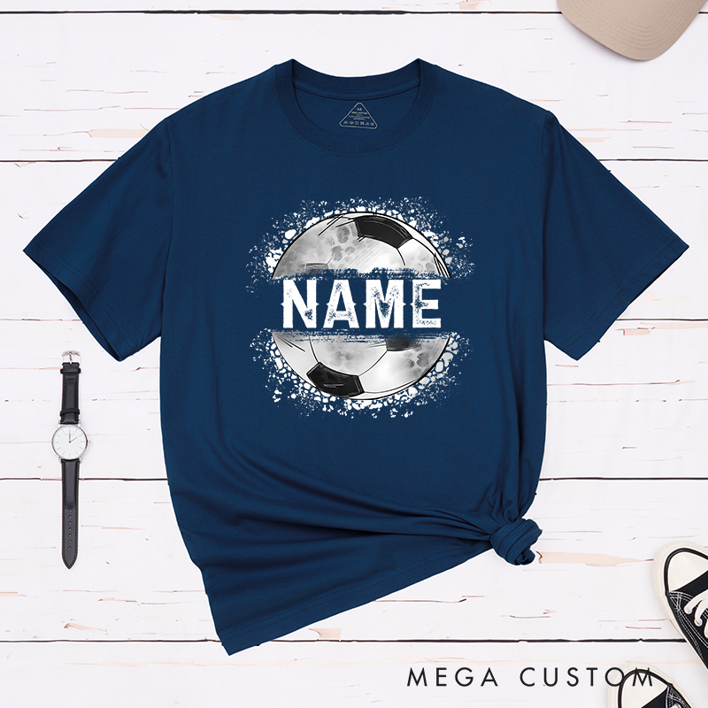 Personalized Athletic T-Shirt with Soccer Ball Graphic and Name  