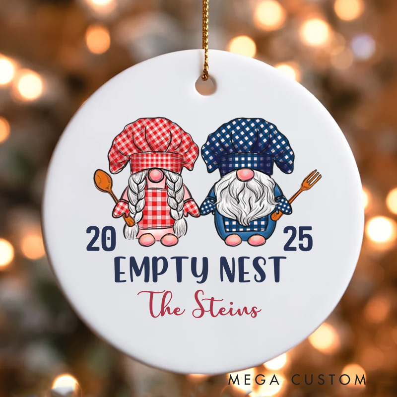 Personalized Empty Nest Ceramic Christmas Ornament Cooking Gnome Ornament with Name Xmas Tree Ornament for Baker Christmas Gift Baking Lover Gift