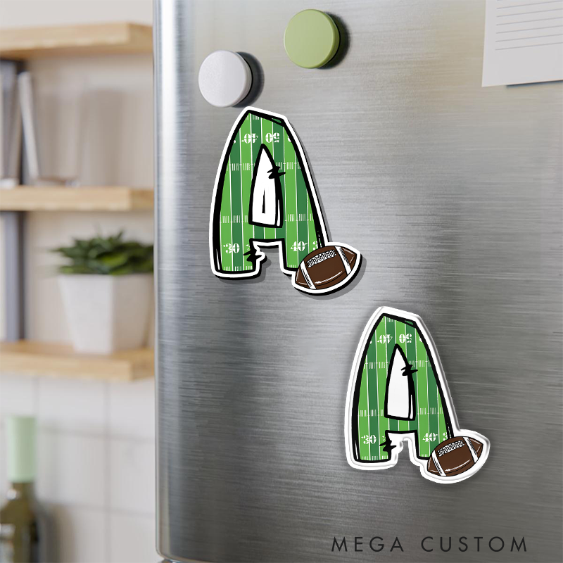 Personalized American Football and Rugby Fridge Magnets with Custom Player Letter Name