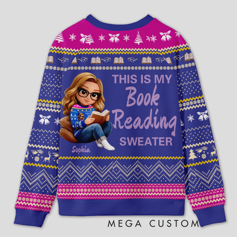 Personalized Bookworm Exclusive Reading Time Ugly Sweater Holiday Gift for Book Lovers