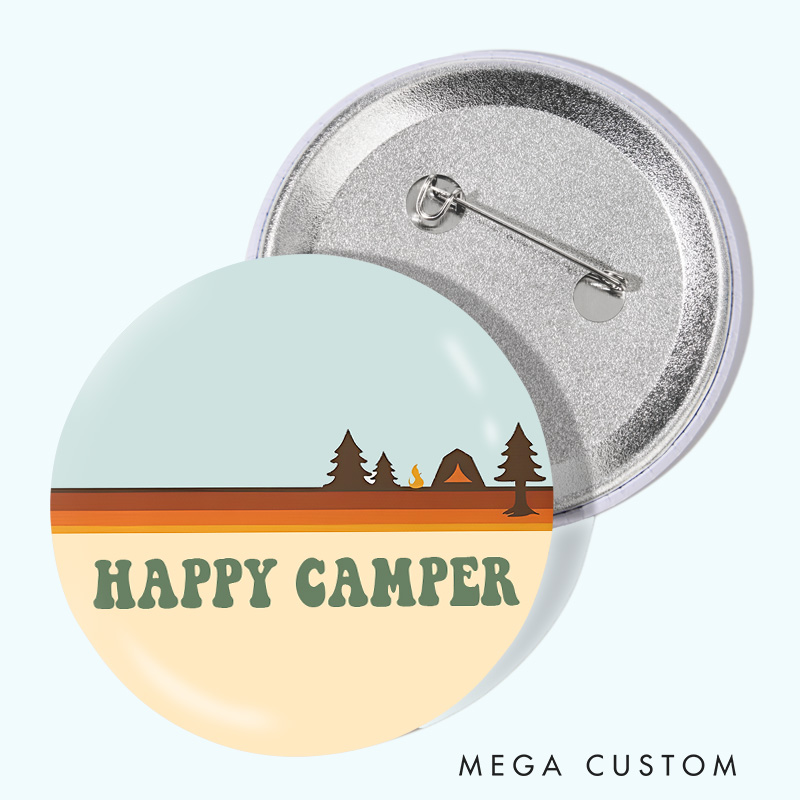 Personalized Happy Camper Pin Nature and Camping Life Lovers Pin Badge Gift Outdoor Lovers Gift