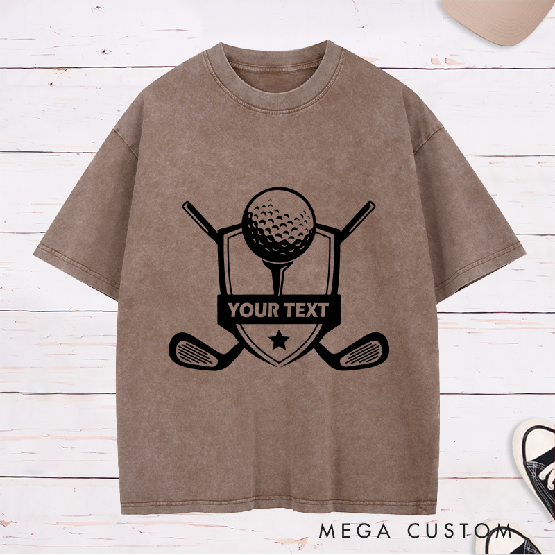 Personalized Golf Washed T-Shirt with Custom Message Unique Gift for Golfers Custom Golf Apparel for Men and Women